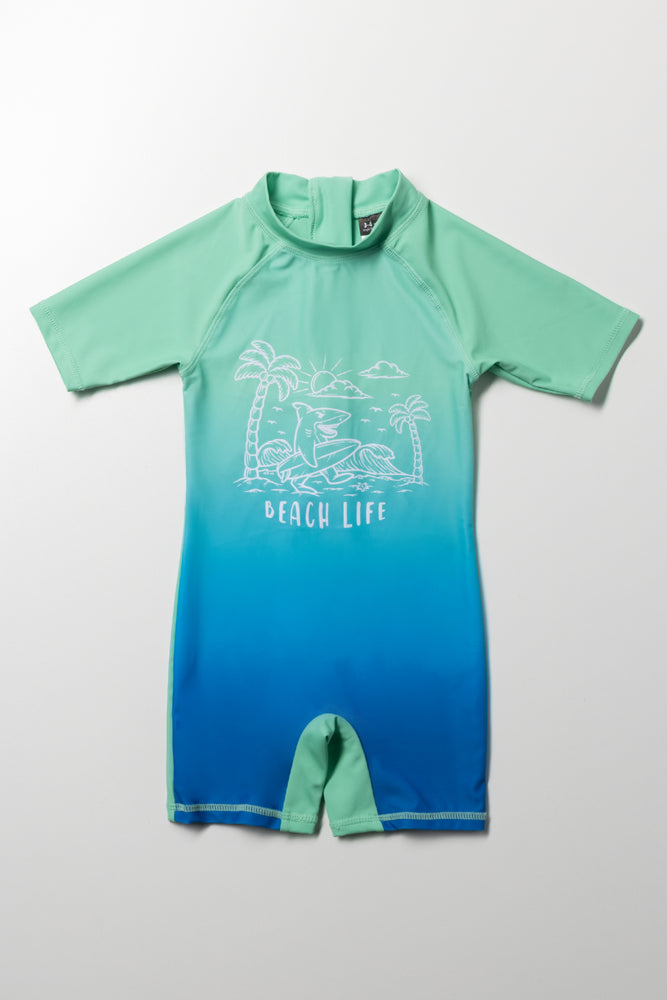 Ombre Swimsuit Green And Blue