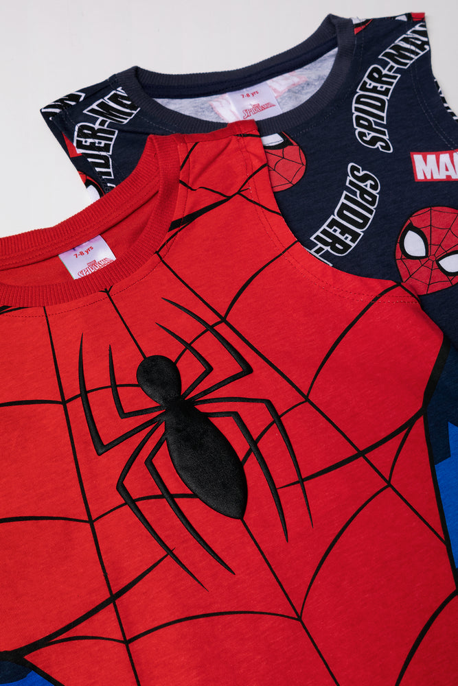 Spider-Man 2 Pack Sleeveless Vests Navy And Red