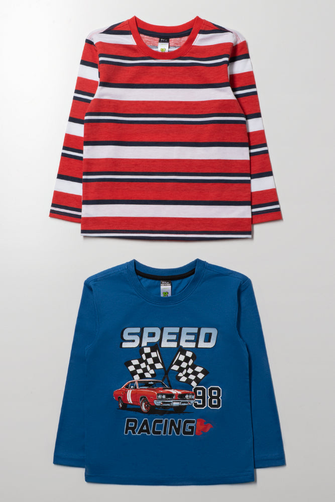 2 Pack Long Sleeve T-Shirts Red And Blue
