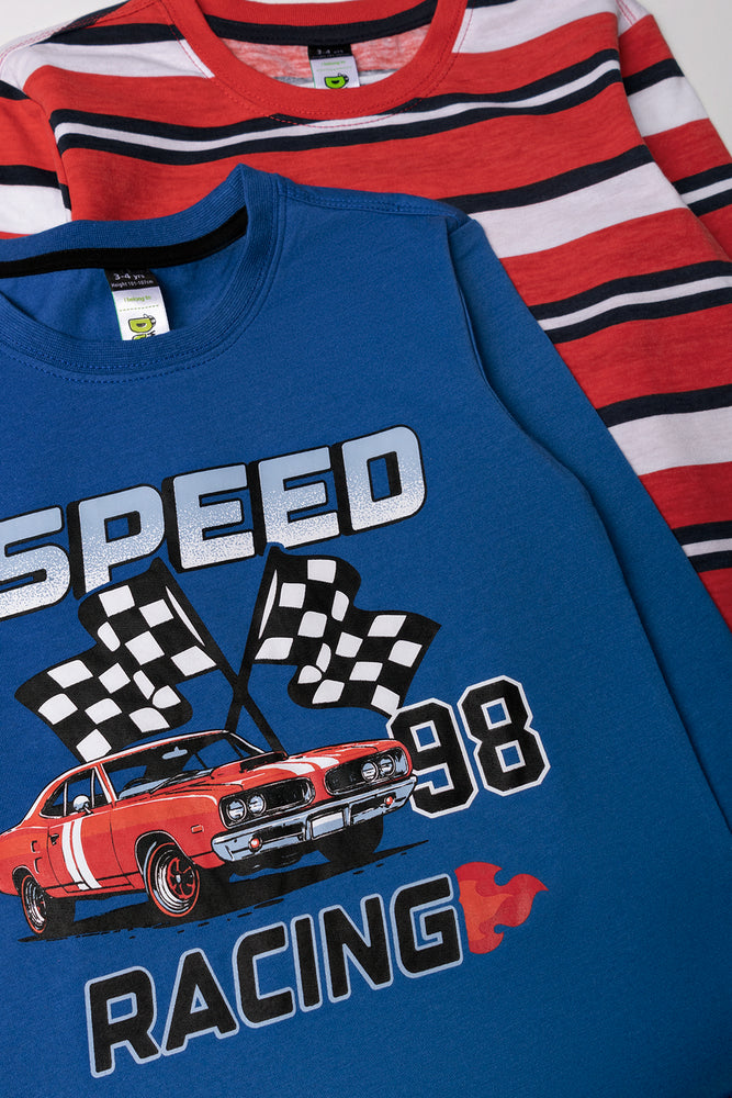 2 Pack Long Sleeve T-Shirts Red And Blue