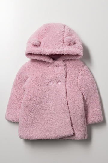 Hooded Sherpa Jacket Pink