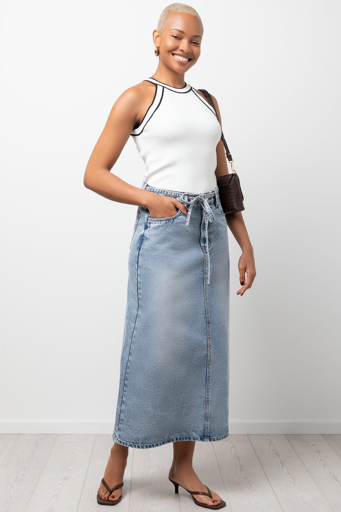 Flared Maxi Denim Skirt