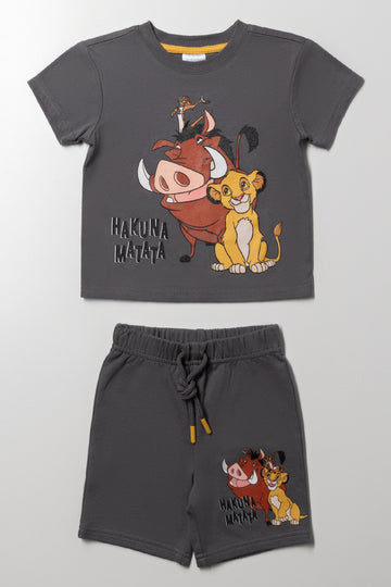 Lion King  Shorts Set Dark Grey