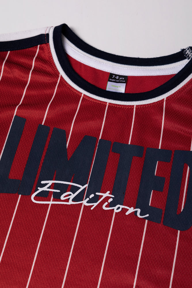Stripe Sporty T-Shirt Red