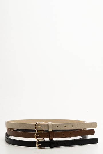 3 Pack Belts Black, Natural And Brown