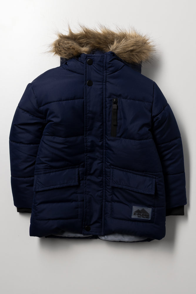 Hooded Puffer Coat Navy
