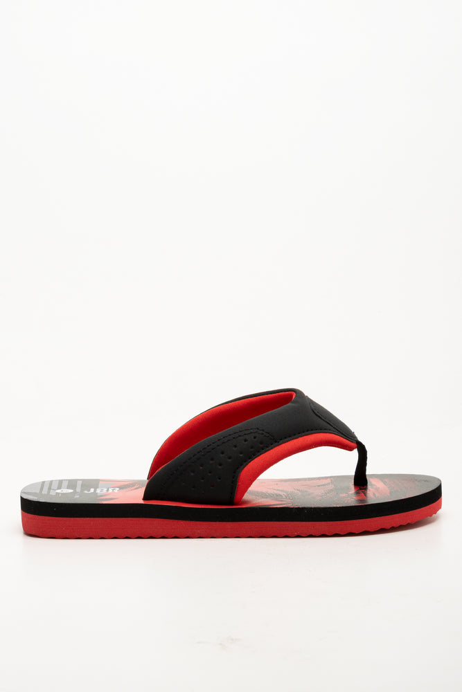 Palm Tree Padded Flip Flops Red And Black