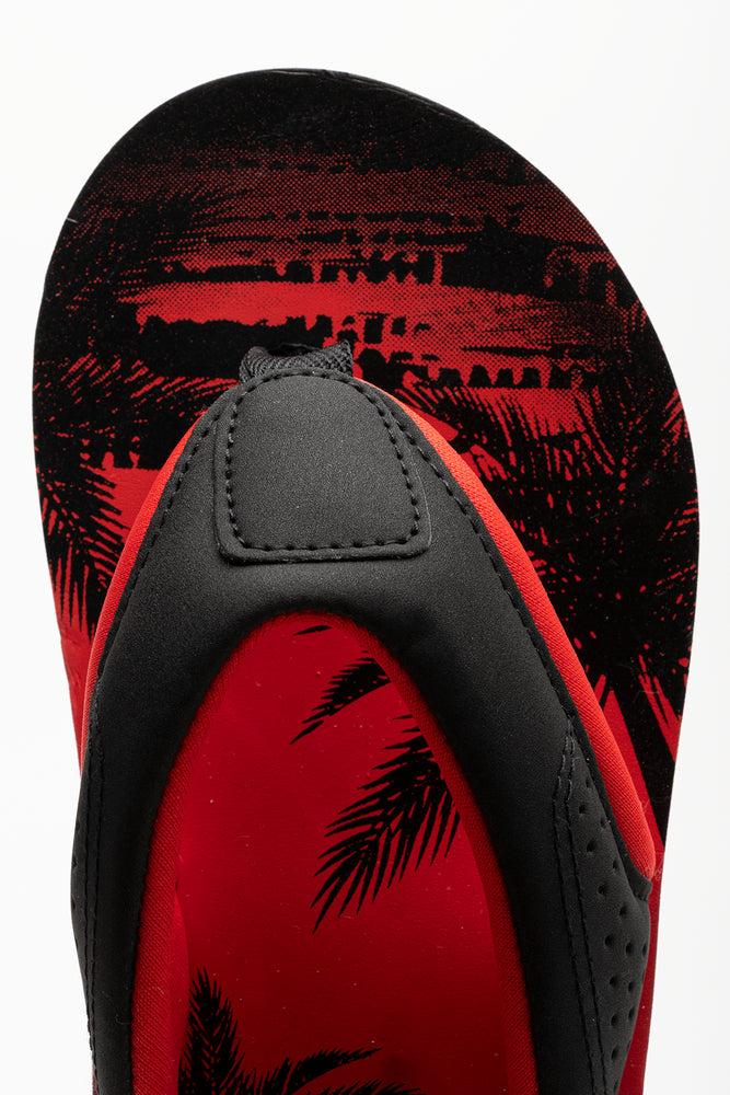 Palm Tree Padded Flip Flops Red And Black (4)