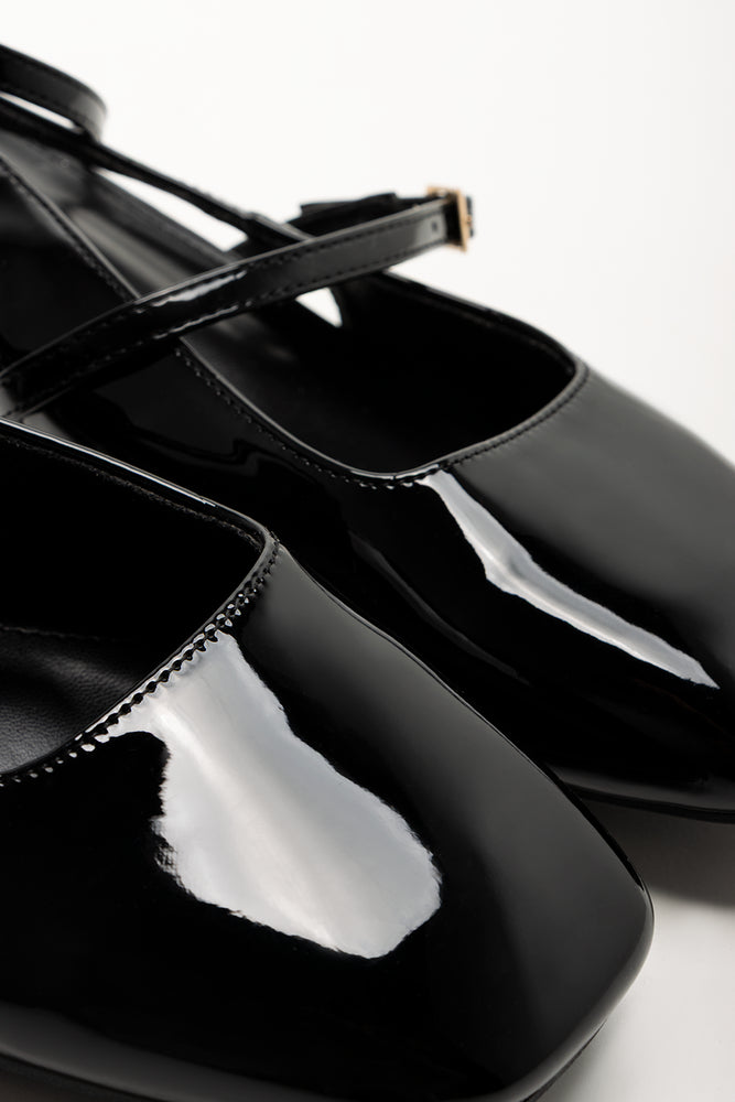 Ankle Strap Mini Block Heels Black (2)