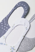 3 Pack Floral Footliners Blue, Grey And White (1)