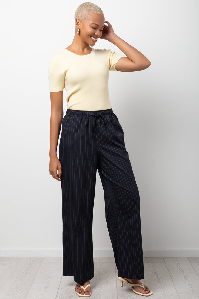 Pin Stripe Pull On Pants Navy