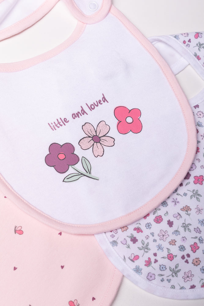 3 Pack Bibs Pink And White