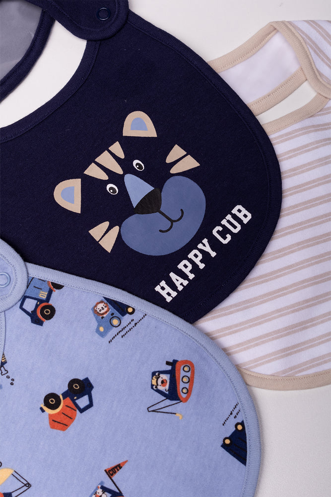 3 Pack Bibs Blue And Natural
