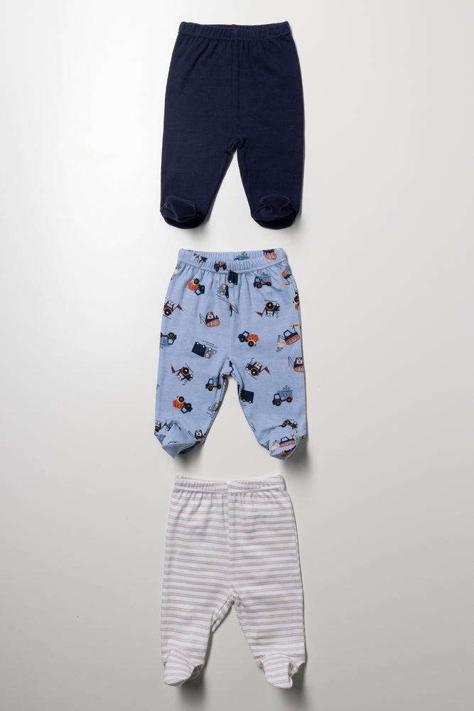 3 Pack Leggings Blue And Natural