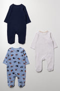3 Pack Babygrows Blue And White (2)