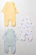 3 Pack Babygrows Yellow, Green And White (2)