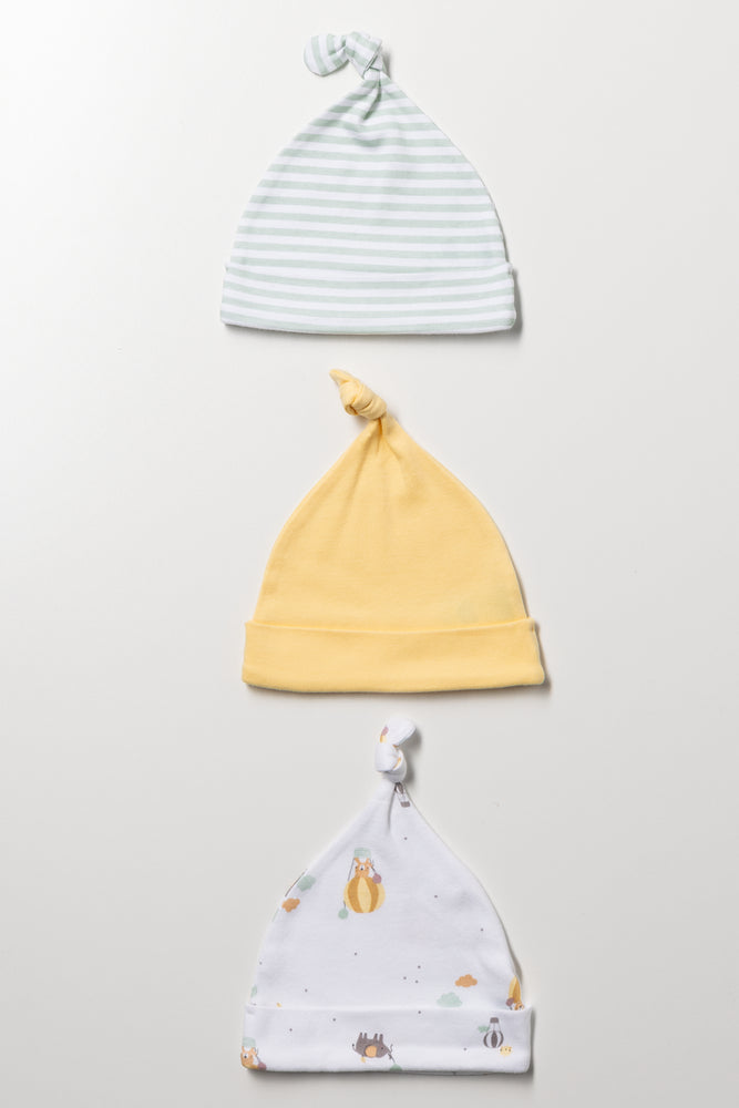 3 Pack Hats Yellow And White