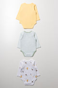 3 Pack Long Sleeve Bodyvests Yellow, Green And White (2)