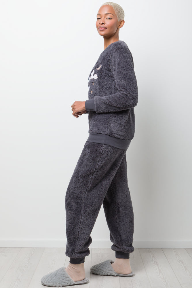 SLEEP UNDER THE STARS SHERPA PJ CHARCOAL