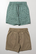 2 Pack Shorts Natural And Green