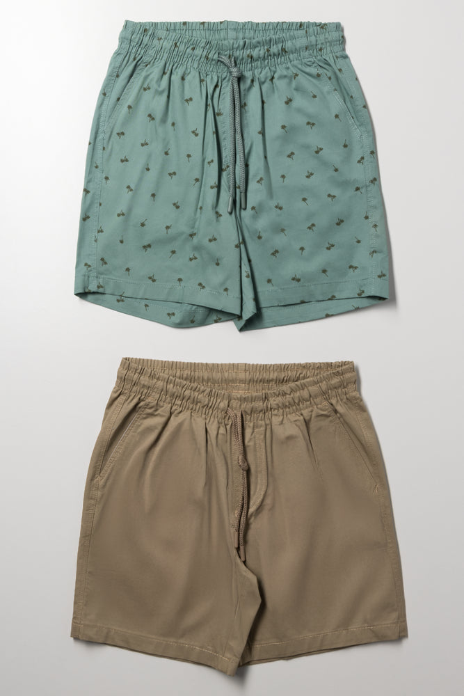 2 Pack Shorts Natural And Green