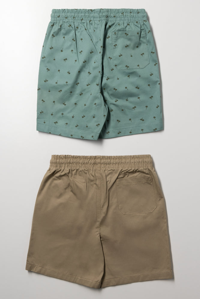 2 Pack Shorts Natural And Green (2)