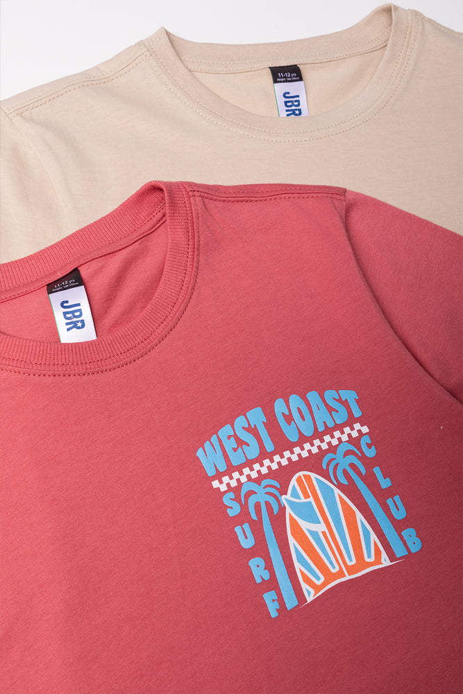 2 Pack Short Sleeve T-Shirts Natural And Rust