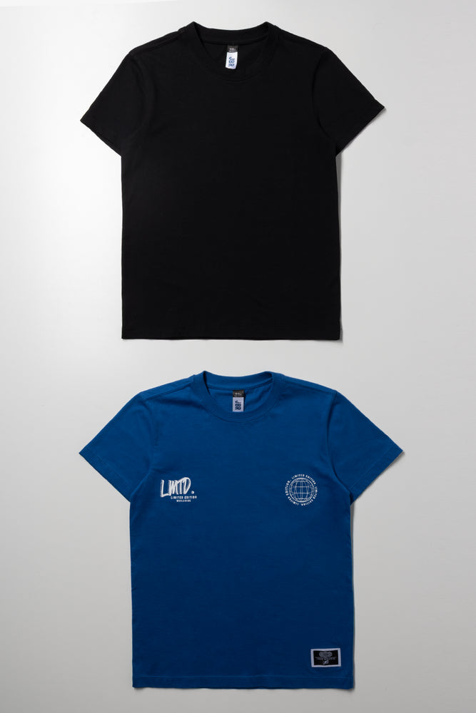 2 Pack Short Sleeve T-Shirts Blue And Black
