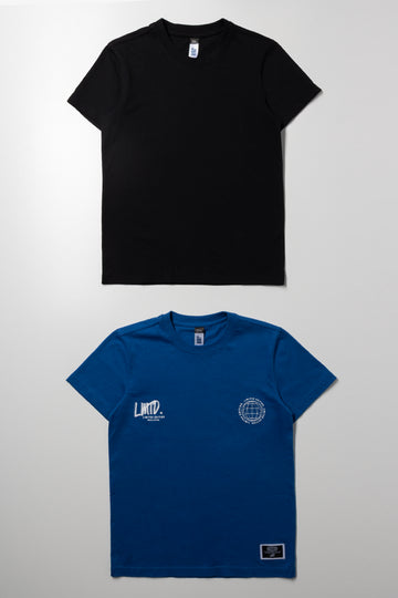 2 Pack Short Sleeve T-Shirts Blue And Black