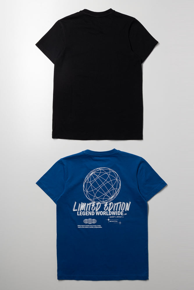 2 Pack Short Sleeve T-Shirts Blue And Black (2)