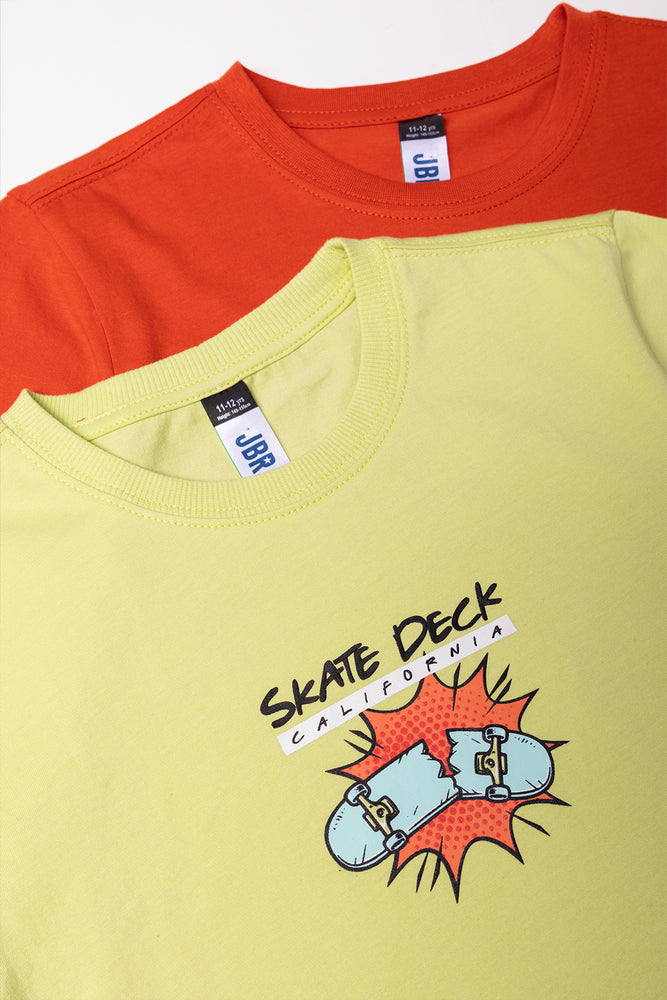 2 Pack Short Sleeve T-Shirts Orange And Light Green