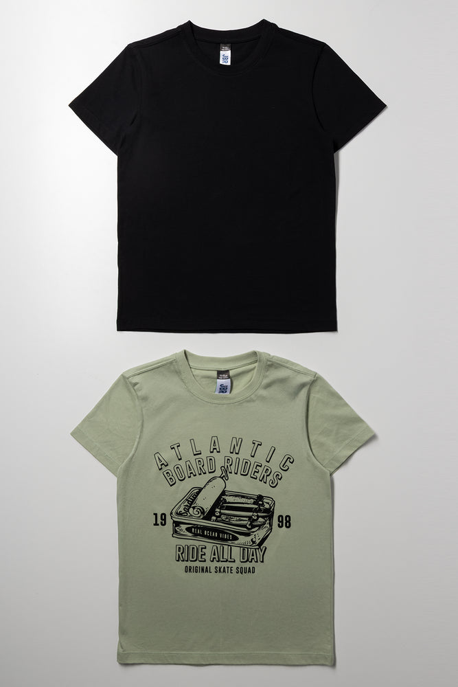 2 Pack Short Sleeve T-Shirts Black And Green