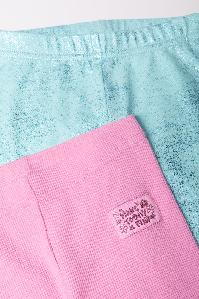 2 Pack Leggings Blue And Pink