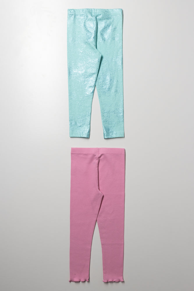 2 Pack Leggings Blue And Pink (2)