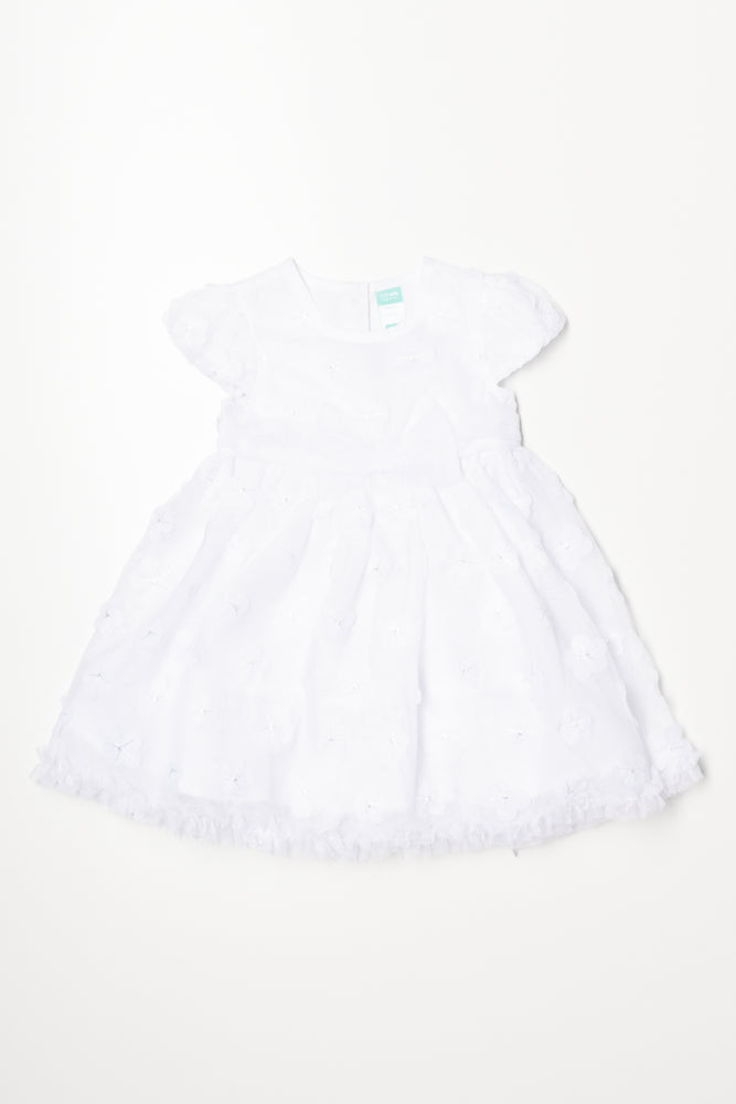 Flower Tulle Dress White