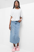 Denim Midi Skirt Mid Blue