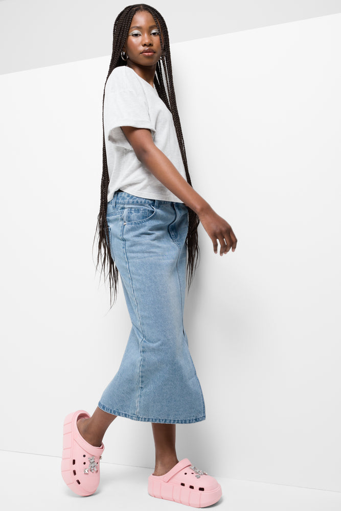 Denim Midi Skirt Mid Blue (1)