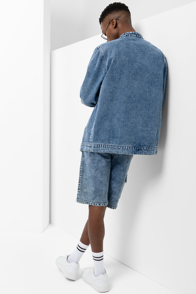 Cargo Denim Shorts Light Blue (2)