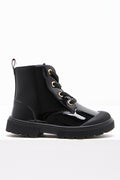 Patent Lace Up Boots Black (1)