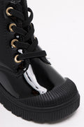 Patent Lace Up Boots Black (2)