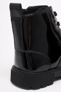 Patent Lace Up Boots Black (3)