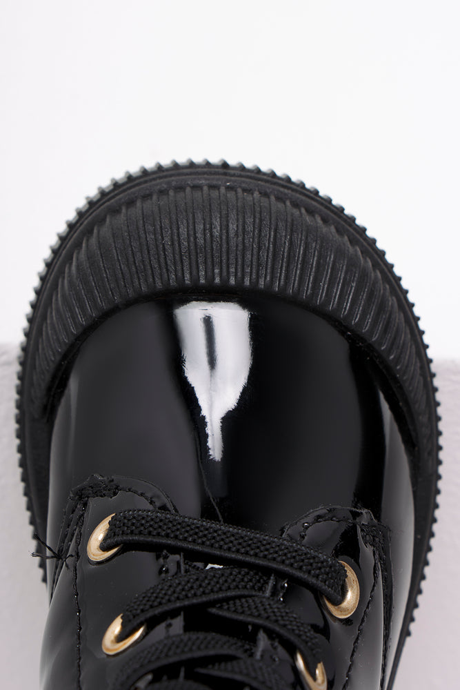 Patent Lace Up Boots Black (4)
