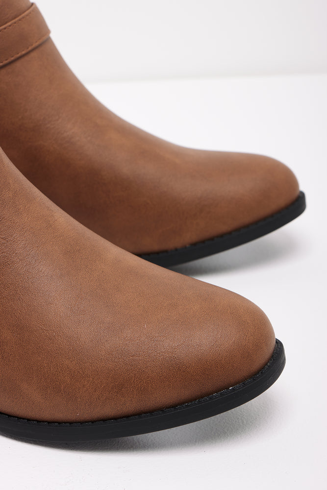 Buckle Trim Boots Natural (2)
