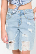 Rip And Repair Denim Shorts Light Blue (1)