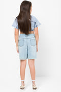 Rip And Repair Denim Shorts Light Blue (3)
