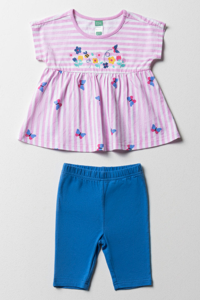 Top And Leggings Set Pink And Blue