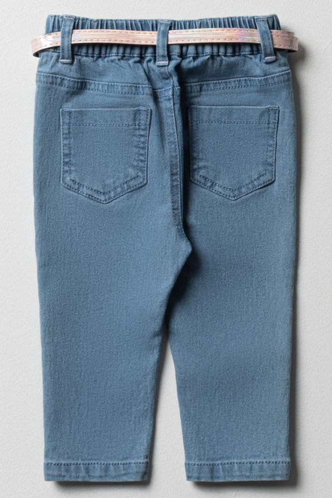 Belted Denim Pants Mid Blue (2)