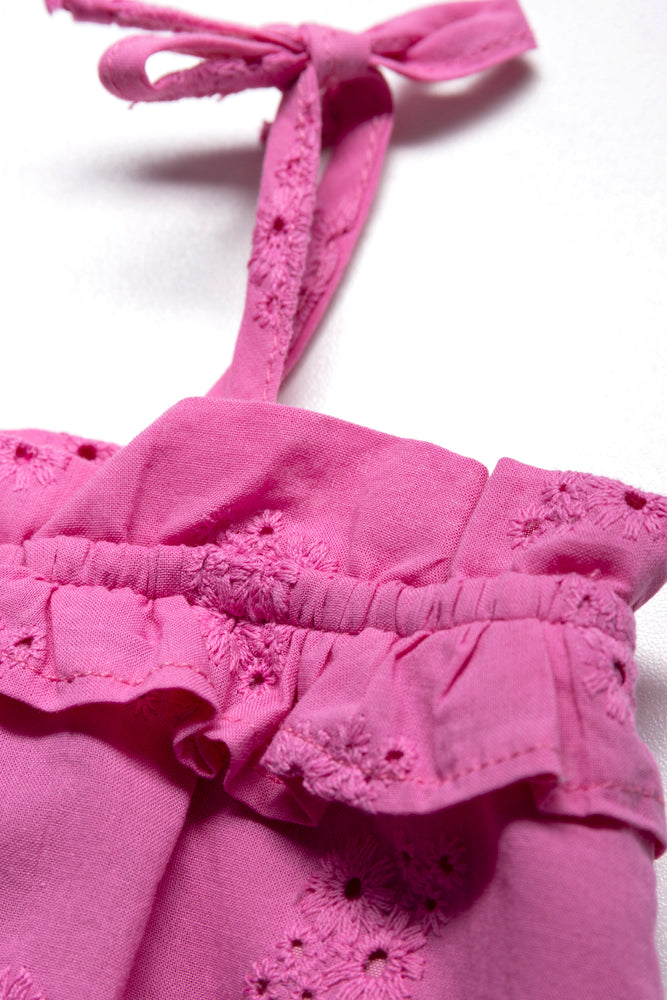Strappy Anglaise Top Pink