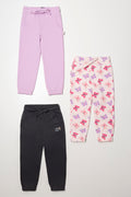 3 Pack Trackpants Charcoal, Lilac & Peach