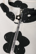 Flower Print Quarter Zip Tracktop Black & White (1)